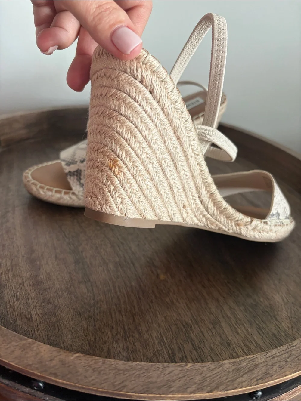 Steve Madden Neutral Snake-Print Espadrille Wedge Sandals
